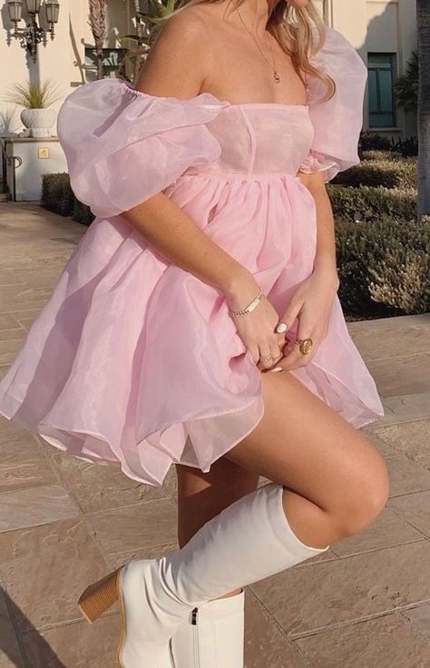 Pink Babydoll Dress Aesthetic, Short Fluffy Dress, Pink Puffy Dress, Princess Dress Aesthetic, Puffy Dresses, Dress Aesthetic, Fairy Dress, Glam Dresses, Teen Fashion Outfits