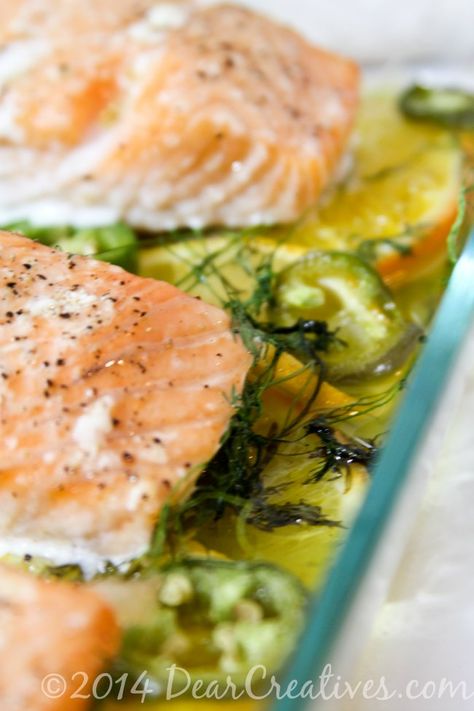 Baked Salmon _ Salmon in a baking dish_Theresa Huse 2013 Slow Baked Salmon, Fresh Salmon Recipes, Baked Salmon Recipe, Easy Fish Recipes, Salmon Dinner, Fine Cooking, Baked Salmon Recipes, Fish Recipe, Fish Dinner