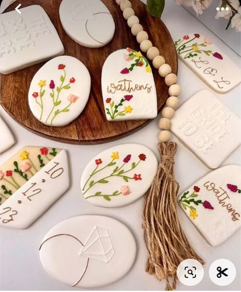 Wildflower Bachelorette Party Theme, Wildflower Cookies Wedding, Bridal Shower Cookies Tea Party, Wildflower Bridal Shower Theme Cookies, Garden Bridal Shower Cookies, Love Is In Bloom Bridal Shower Theme Backdrop, Bridal Shower Cookies Decorated Floral, Garden Party Bridal Shower Cookies, In Bloom Bridal Shower Theme