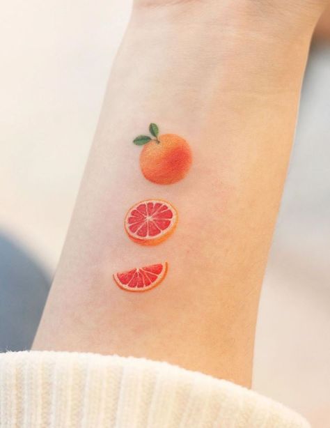 Orange Tattoo - Get an InkGet an Ink Small Tattoo Ideas For Men, Orange Tattoo, Orange Food, Food Tattoos, Small Tattoo Ideas, Inspiration Tattoos, Tattoo Ideas For Men, Hand Tattoos For Women, Cute Small Tattoos