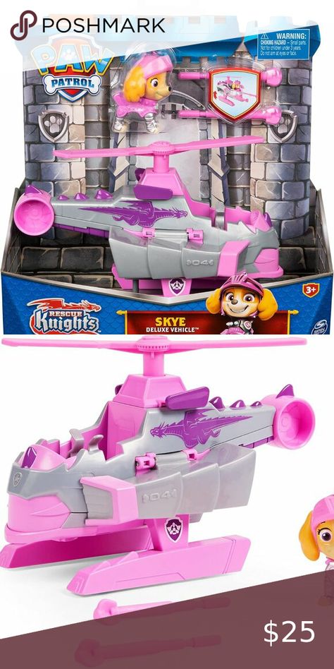 Nickelodeon Paw Patrol Skey Deluxe Vehicle Rescue Knight Working Toll NIB Paw Patrol Nickelodeon, Paw Patrol, Nickelodeon, Knights, Two By Two, Vehicles