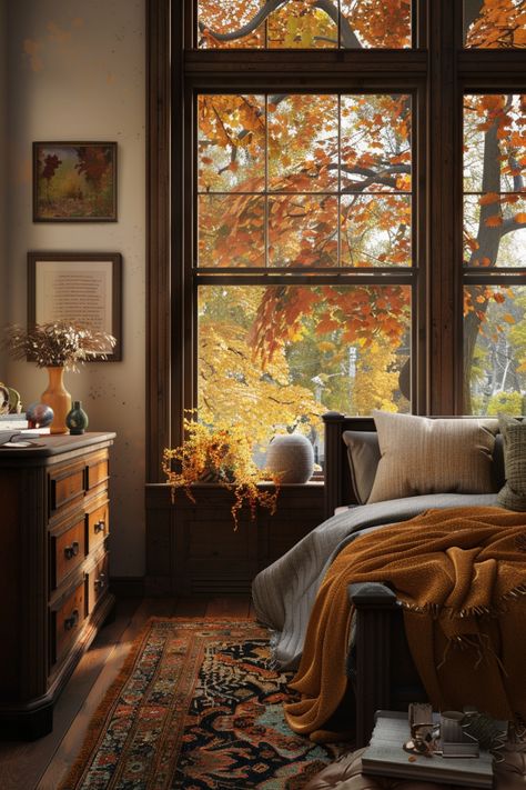 Get a comforting and warming Fall bedroom refresh using these tips for those on a budget. Home Comfort, Cozy Fall Home Aesthetic, Fall Refresh, Fall House Interior, Bedroom Autumn Aesthetic, Autumn Aesthetic Bedroom Ideas, Seasonal Living, Autumn Themed Room Bedrooms, Autumn Bedroom