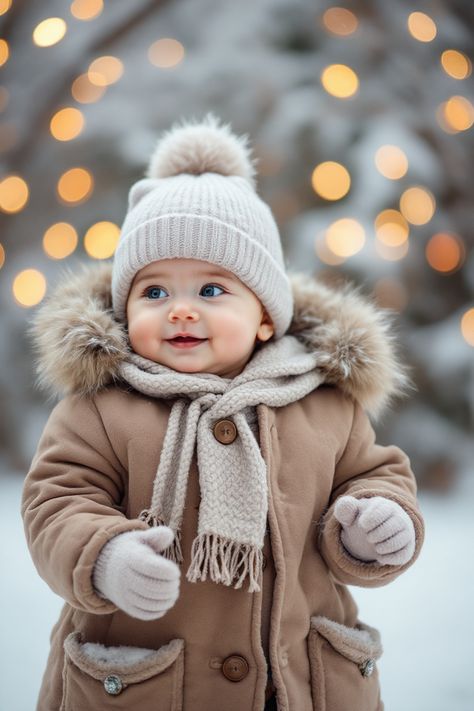 baby winter outfit Winter Toddler Photoshoot, Cold Weather Family Photos, Winter Baby Photoshoot, Winter Baby Pictures, Winter Baby Essentials, Cute Earmuffs, Mommy Daughter Photography, Toddler Pictures, Daughter Photography