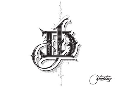 DJ monogram by Martin Schmetzer Dj Monogram, Letter B Tattoo, Dj Logo, Typography Artwork, Typography Hand Drawn, Tattoo Lettering Fonts, Hand Lettering Alphabet, 1 Tattoo, Don Juan