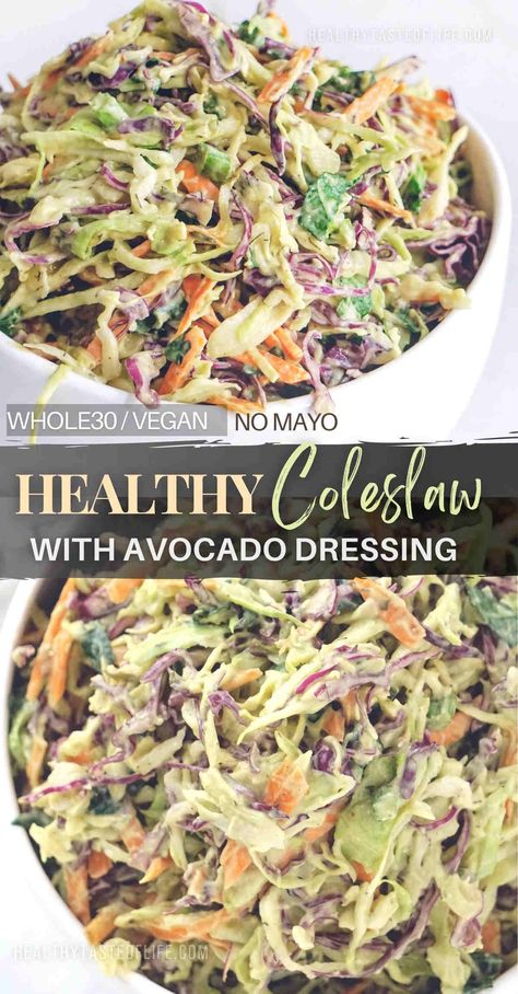 Whole30 Coleslaw, E2m Recipes, Healthy Coleslaw Recipe, Purple Cabbage Recipes, Dairy Free Salad Dressing, Healthy Coleslaw Recipes, Coleslaw Dressing Recipe, Cabbage And Carrots, Whole30 Vegan