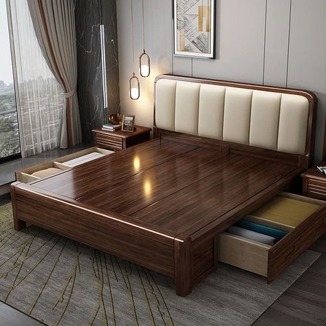 Nature Simple European Bed Large High End Bedroom Human Double Bed Headboards Modern Wooden Meubles De Chambre Furniture - AliExpress Small Room Vanity, Simple Beds, High End Bedroom, Luxury Wooden Bed, Bedroom Bed Frame, Double Bed Design, Square Bed, European Bed, Wooden Double Bed