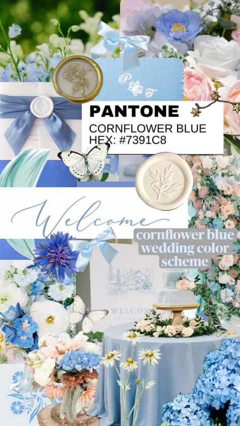 #cornflowerblue #cornflowerbluewedding #wedding #weddinginspo #weddingdecor #weddingcolors #weddingshuffle #blueaesthetic #lightblueaesthetic #classic Cornflower Blue Wedding, Blue Weddings, Light Blue Aesthetic, Spring Wedding Colors, Cornflower Blue, Blue Aesthetic, Blue Wedding, Spring Wedding, Future Wedding