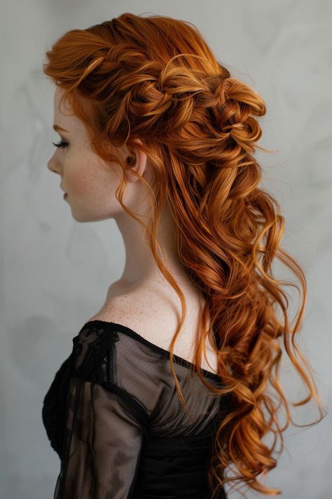 Copper Wedding Hairstyles, Ginger Bride, Long Wavy Wedding Hair, Red Hair Brides, Elvish Hairstyles, Redhead Hairstyles, Red Curly Hair, Copper Hair Color, Summer Hair Color