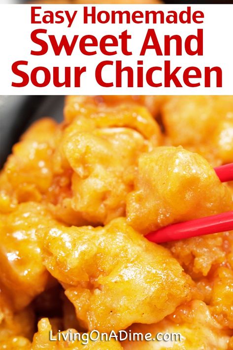 Here is an easy sweet and sour chicken recipe you can use to make a quick dinner at home! You can make dinner for $5 for the entire family! Dinner For 5, Easy Sweet And Sour Sauce, Sweet N Sour Sauce Recipe, Living On A Dime, Sweet And Sour Chicken Recipe, Inexpensive Dinner Recipes, Sour Chicken Recipe, Chicken Sauce Recipes, Inexpensive Dinners