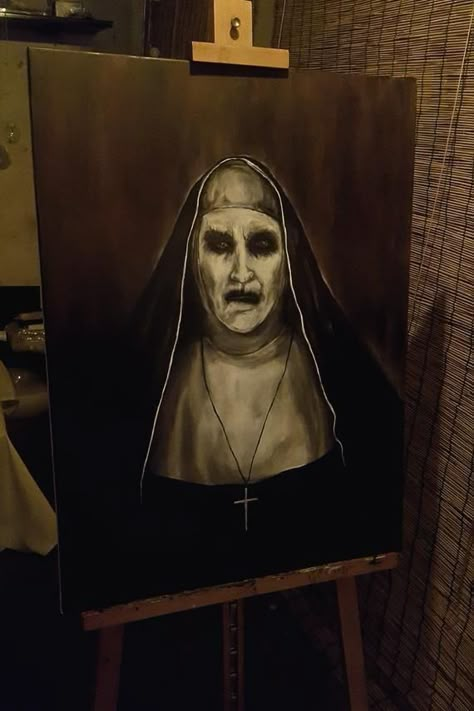 The Nun Paintings, The Nun Valak, Bonnie Aarons, Dark Art Paintings, Conjuring Universe, Horror Room, Art Scary, Lorraine Warren, Scary Drawings