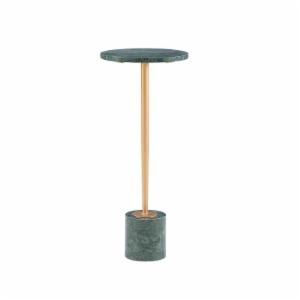 Powell Justine Drink Table - Gold with Green Marble | Hayneedle Gold Drinks, Marble Block, Marble And Gold, Living Room End Tables, Drink Table, Hammered Metal, Coffee Table Accents, Round Side Table, Green Marble