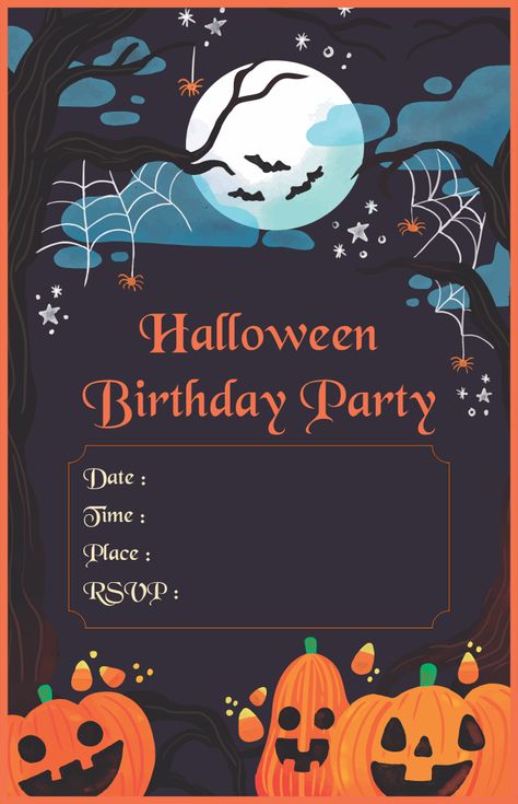 Scary Halloween Invitations, Halloween Birthday Card, Movie Party Invitations, Halloween Theme Birthday, Halloween Invitation Card, Halloween Invitaciones, Printable Halloween Invitations, Halloween Invitation Template, Birthday Party Invitations Free