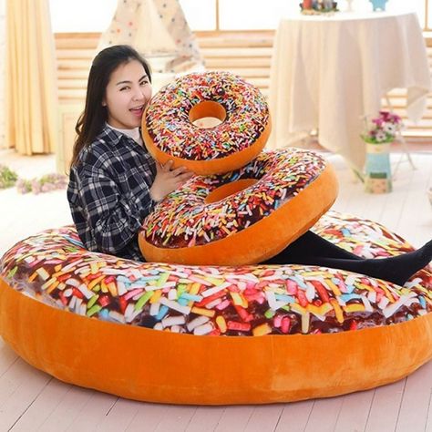 Doughnut Pillow, Donut Cushion, Donut Pillow, Food Pillows, Rainbow Plush, Colorful Donuts, Nap Pillow, Pillow Plush, Family Office