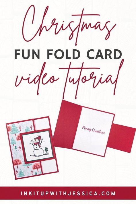 I really hope that you’ll grab some of your own supplies and give this EASY fun fold card base a try as you make a card for ANY occasion!! Learn how to make this handmade Stampin Up Christmas card by watching my simple fun fold card tutorial! Christmas Fun Fold Card Ideas, Christmas Cards Homemade Handmade, Easy Christmas Cards Handmade Diy Simple, Fancy Fold Card Tutorials Templates, Fun Fold Christmas Cards, Fun Fold Cards Tutorials Templates, Stampin Up Fun Fold Cards, Fun Fold Cards Tutorials, Xmas Card Craft