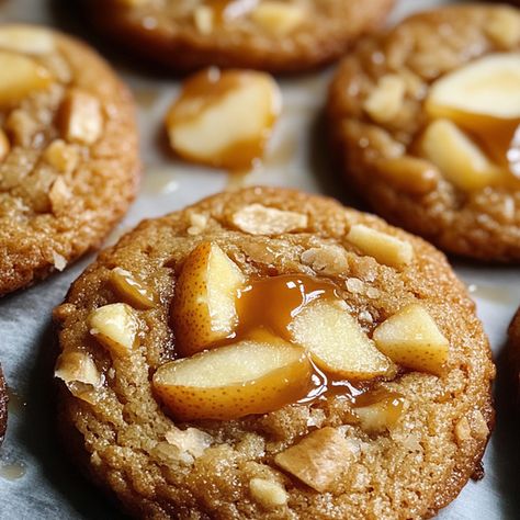 Caramel Apple Cookies Apple Pecan Cookies, Use Up Apples Ideas, Carmel Apple Cookies Recipe, Carmel Apple Cookie Recipe, Carmel Apple Cookie Recipes Easy, Kraft Caramel Bits Recipes, Taco Bell Enchirito Recipe, Caramel Apple Oatmeal Cookies, Apple Cookies Recipes