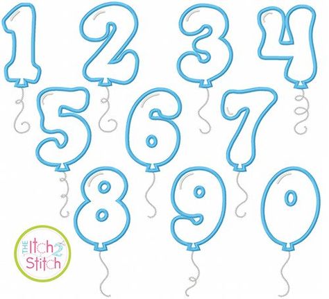 Balloon Numbers Applique Balloon Numbers Drawing, Balloon Font, Bubble Numbers, Royal Icing Templates, Balloon Numbers, Balloon Template, Birthday Doodle, 16 Balloons, Designs By Juju