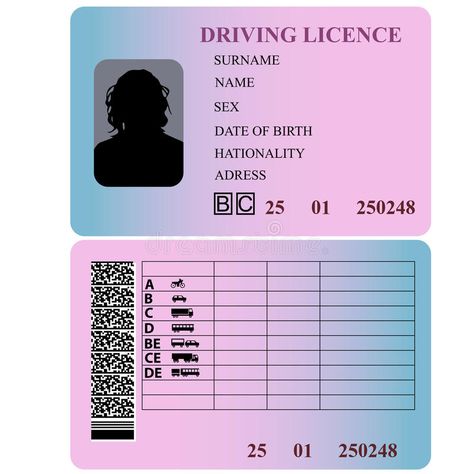 Driving license woman. Vector illustration royalty free illustration Drivers Licence Template, Driving License Photo, Driver License Aesthetic, Drivers Licence Aesthetic, Drivers Licence Photo, Driving License Aesthetic, License Aesthetic, Nso Birth Certificate, Driving License Template