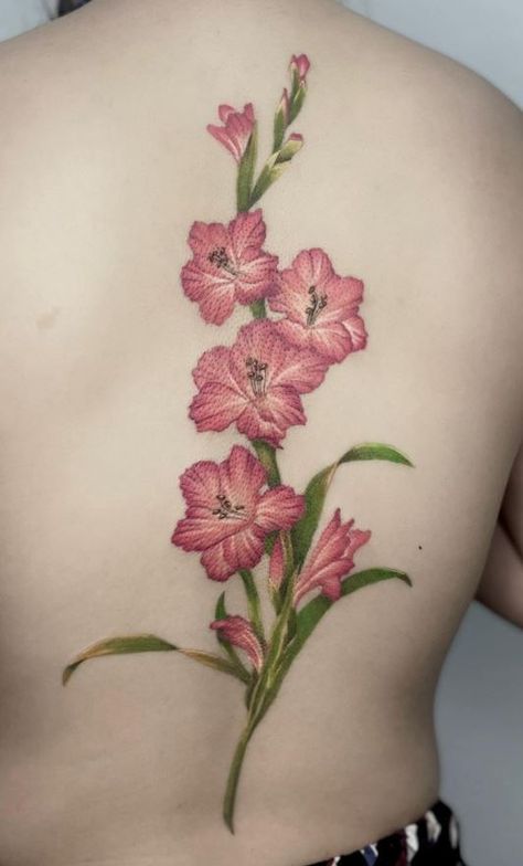 Neo Traditional Gladiolus Tattoo, Gladiolus Tattoo Color, Gladiolus Flower Drawing Simple, Gladiolus Tattoos, Gladiolas Tattoo, Gladiolus Flower Tattoos, Africa Tattoo, Gladiolus Tattoo, Wrist Bracelet Tattoo