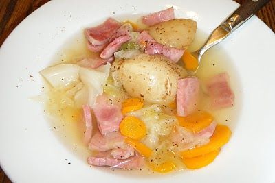 Ham and Cabbage. Mmmmmmm! Cabbage And Potato Soup, Ham Cabbage, Cabbage Potato Soup, Ham And Cabbage Soup, Cabbage Sausage, Soup Cabbage, Ham And Cabbage, Boiled Dinner, Ham Potato