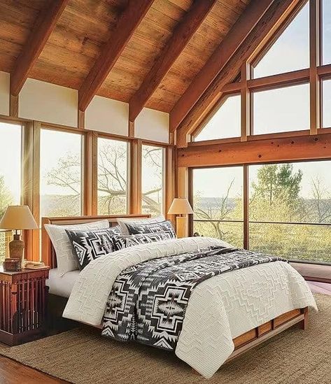 (20+) Facebook Pendleton Quilt Bedroom, Southwest Master Bed, Lodge Master Bed, Cabin With Master Suite Loft, Ranch House Decor Bedroom, Pendleton Cabin Decor, Classy Western Bedroom, Up North Cabin Decor, Mountain Rustic Decor