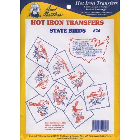 Point Paint, Iron On Embroidery, State Birds, Embroidered Quilts, Quilt As You Go, Cross Stitch Supplies, Embroidery Transfers, Hot Iron, Patterned Sheets