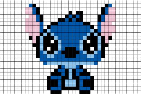 Pixel Art Stitch, Disney Pixel Art, Pixel Art Animals, Lilo En Stitch, Image Pixel Art, Modele Pixel Art, Pixel Art Templates, Hama Beads Design, Pixel Drawing