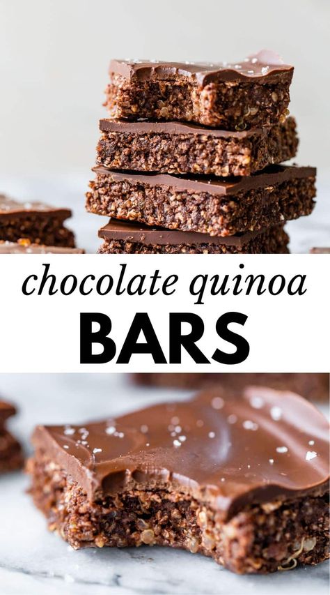 Quinoa Dessert Recipes, Quinoa Desserts, Quinoa Bars, Chocolate Quinoa, Quinoa Recipes Easy, Energy Bars Recipe, Cooked Quinoa, Healthy Bars, Protein Bar Recipes