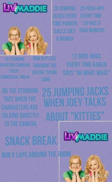 Liv And Maddie Workout Challenge, Netflix Workout Tv Shows, Liv And Maddie Tv Workout, Luv And Maddie Workout, Tv Shows Workout, Kc Undercover Workout, Tv Show Workouts Disney, Jessie Workout Disney, Alexa And Katie Workout