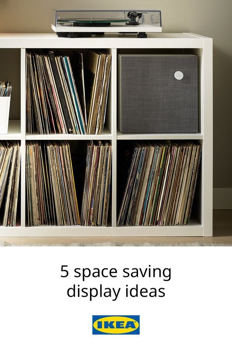 Get the perfect vinyl display with these record stand ideas. Vinyl Record Storage Diy Ikea Hacks, Ikea Vinyl Storage, Vinyl Setup, Vinyl Record Storage Diy, Open Shelving Units, Vinyl Record Display, Vinyl Display, Record Stand, Ikea Ideas