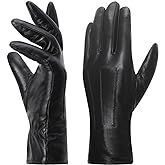 MGGMOKAY Womens Winter Leather Gloves Warm Cashmere Lined Touchscreen Driving Sheepskin Gloves