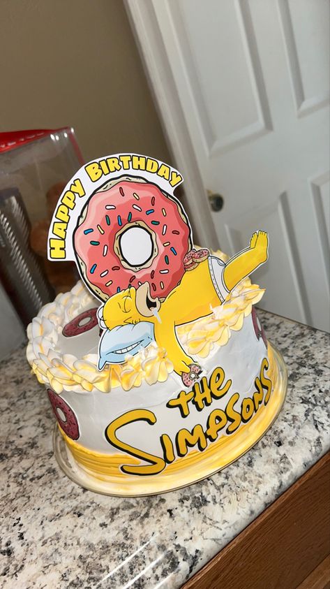 Simpson Party Ideas, Homer Simpson Cake, Bolo Simpsons, Simpsons Cake, Simpsons Party, Full Neck Tattoos, Bday Cake Ideas, Homer Simpson, Bday Cake