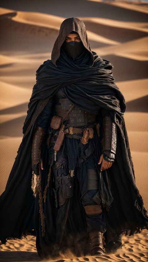 Arab Clothing Men, Hooded Man Art, Desert Assassin, Arabic Warrior, Male Assassin, Futuristic Medieval, Assassin Hood, Arabian Warrior, Black Assassin