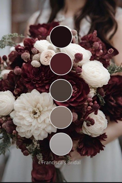 Dark Rose Wedding Color Schemes, Burgundy Wedding Pallet, Wine Color Scheme Wedding, Berry Toned Wedding, Burgandy Color Schemes, Autumn Wedding Colors Palette Colour Schemes, Wine Red Color Combination, Dark Burgundy Wedding Color Schemes, Jewel Tone Wedding Winter