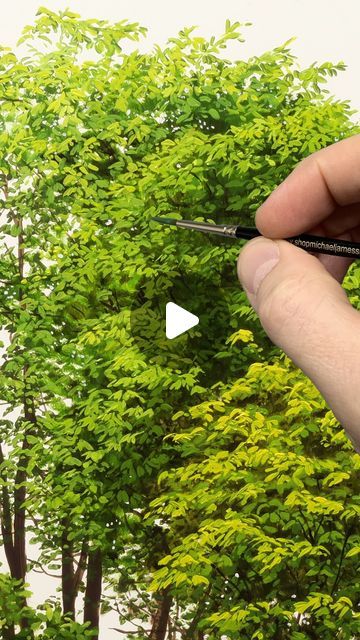 Step By Step Tree Painting, Michael James Smith Paintings, Paintings Of Trees Acrylic, Realistic Tree Painting, How To Paint Trees Acrylic Step By Step, Trees Painting Tutorial, How To Paint A Tree, Painting Trees Tutorial, Painting Ideas Trees