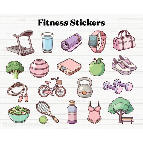 Exercise Stickers, Goodnotes Elements, Workout Stickers, Sport Stickers, Gym Stickers, Fitness Stickers, Fitness Planner Stickers, Word Stickers, Stickers Digital Planner