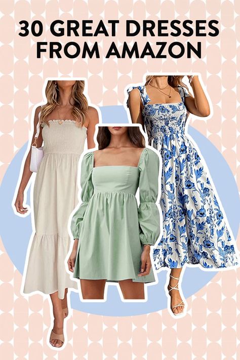 30 Amazon Dresses That Look Great Best Amazon Dresses, Midi Dress Outfit Summer, Flowy Outfits, Summer Flowy Dresses, Sunmer Dresses, Maxi Dress Outfit Summer, Summer Dresses With Sleeves, Dresses On Amazon, Vintage Summer Outfits