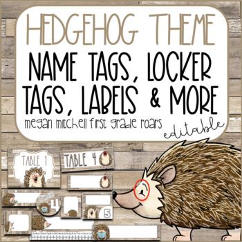 Hedgehog Classroom Decor Name Tags, Locker Tags, Table Tags, & More Hedgehog Classroom Decor, Hedgehog Classroom Theme, Forest Theme Classroom, Cubby Name Tags, Childcare Ideas, Daycare Themes, Locker Tags, March Themes, Preschool Classroom Decor