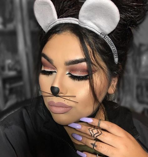 Mice Makeup Halloween, Mouse Halloween Makeup, Leopard Makeup Halloween, Bunny Halloween Makeup, Mouse Make Up, Deer Halloween Makeup, Lion Makeup, Mouse Makeup, Unicorn Makeup Halloween