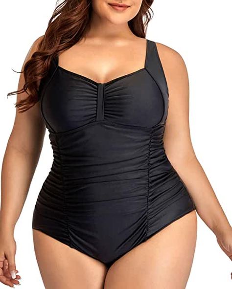 Amazon.com: Plus Size - Clothing: Women's Fashion Large Size Swimwear, Ruched Swimwear, Retro One Piece Swimsuits, Retro Bathing Suits, Ruched Swimsuit, Retro Swimwear, Plus Size One Piece, Vintage Swimwear, One Piece Swimsuits