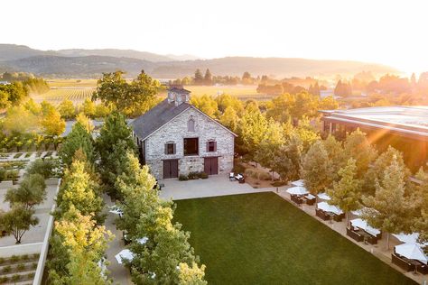 Napa Winery, Modern Vineyard House, Beautiful Wineries, Winery Exterior, Wine Garden, Napa Photography, Small Vineyard, Vineyard Layout, Winery Design