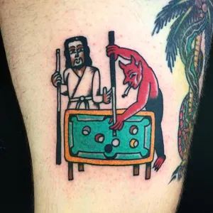 Pool Table Tattoo, Table Tattoo, Cover Up Tattoos For Men, Beer Tattoos, Satanic Tattoos, Traditional Tattoo Old School, Tattoo Posters, Gangsta Tattoos, Wicked Tattoos