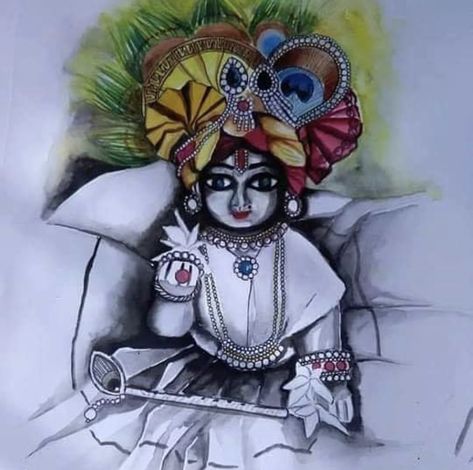 Laddu Gopal Sketch, Laddu Gopal Drawing, Gopal Drawing, Pencil Arts, Aloe Cream, Sketch Images, Circle Mehndi, Ganesh Art Paintings, Colour Full