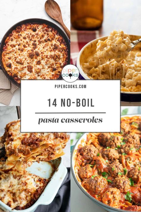 Simplify dinner with this collection of no-boil pasta casserole recipes! These easy-to-make dishes skip the boiling step, saving you time and effort in the kitchen. From cheesy lasagnas to creamy mac and cheese bakes, these no-boil pasta casseroles are perfect for busy weeknights or lazy weekends. Discover the convenience and deliciousness of these hassle-free recipes today! No Boil Alfredo Pasta Bake, Easy No Boil Pasta Bake, No Bake Pasta Recipes, Pasta Bake No Boil, No Boil Baked Spaghetti, Freezer Pasta Bake, Pasta Hotdish Recipes, No Cook Pasta Bake, No Boil Pasta Recipes