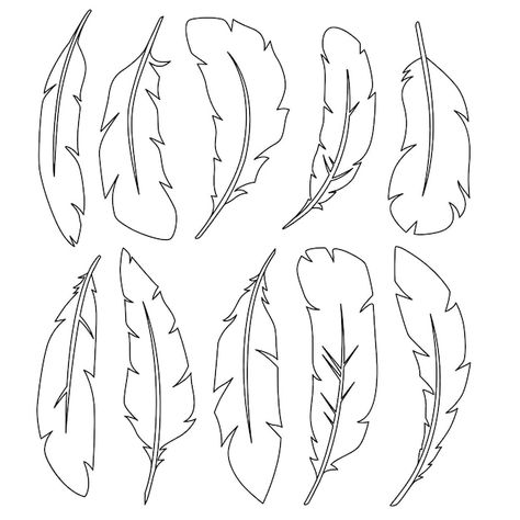 Set of linestyle feathers isolated on wh... | Premium Vector #Freepik #vector #object #feather-background #feather-texture #art Simple Feather Drawing, Feather Line Art, Feather Template, Etching Designs, Name Tag For School, Feather Background, Feather Illustration, Feather Graphic, Feather Drawing