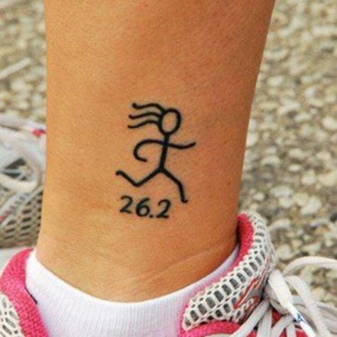 26.2 tattoo Marathon Tattoo, Running Tattoo, Running Girl, Runner Girl, Fitness Tattoos, 1 Tattoo, Wild Hair, Girl Running, Small Tattoo