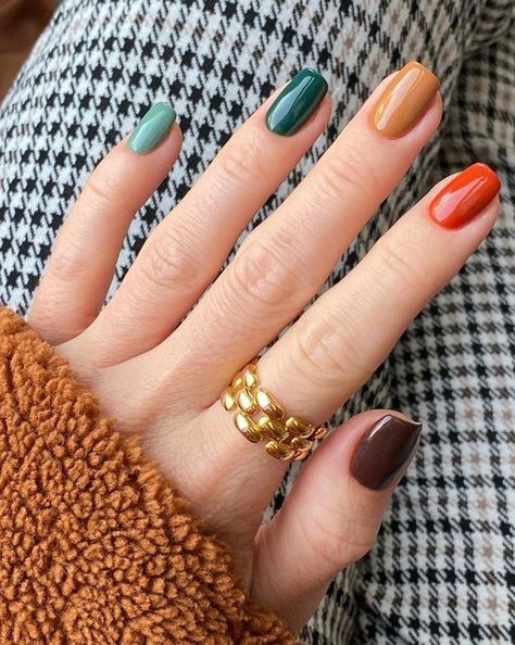 Fall Skittle Nails 2023, Winter Nails Multicolor, Multicolored Nails Winter, Skittle Nails Color Combos, Multi Colored Fall Nails, Multi Colored Nails Winter, Multi Colored Nails Fall, Winter Multicolor Nails, Fall Multicolor Nails