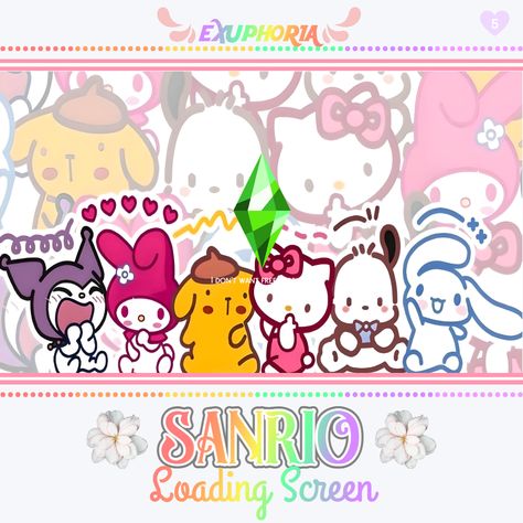 Here's a loading screen for the sims 4 featuring some of the most popular Sanrio characters ❤❤ Y2k Loading Screen Sims 4, Sanrio Loading Screen Sims 4, Sims 4 Anime Loading Screen, Sims 4 Pink Loading Screen, Ts4cc Loading Screen, Sanrio Characters, Sims 4, Screen