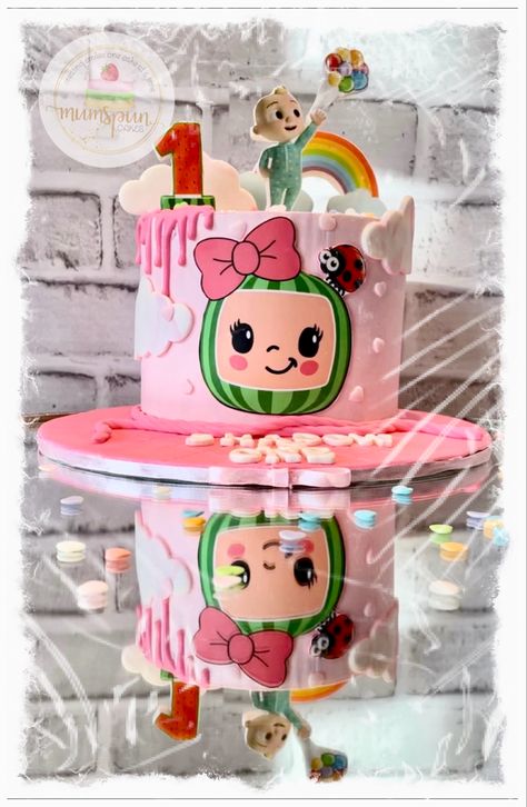 Cocomelon Cake For Girl, Cocomelon Birthday Cake Girl, Coco Melon Cake Ideas, Cocomelon Cake Design, Cocomelon Party Ideas For Girl, Cocomelon Cake Ideas, Cocomelon Birthday Cake, Cocomelon Cake, Melon Cake