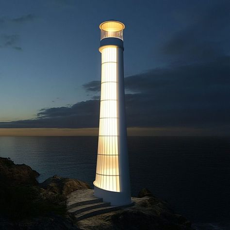 This striking modern lighthouse design uses polycarbonate panels as a core material building element, combining durability with translucent illumination. Ideal for coastal architecture, polycarbonate provides weather resistance and a beautiful glow at night, enhancing visibility and aesthetic appeal. Perfect for projects requiring resilient materials in challenging environments, this lighthouse exemplifies how polycarbonate transforms structures with light and strength. Modern Lighthouse, Building Materials Architecture, Lighthouse Design, Coastal Architecture, Building And Construction, Polycarbonate Panels, Types Of Plastics, Building Material, Building Materials