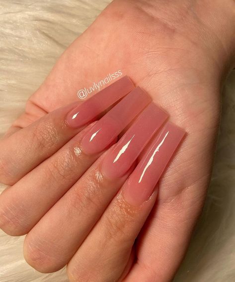 Acrylic Nail Y2k, Pink Nails Tapered Square, Square Jelly Nails, Jelly Pink Acrylic Nails, Pink Short Nails Acrylic, Clear Pink Acrylic Nails, Jelly Nails Acrylic, Tapered Square Nails, Punk Nails